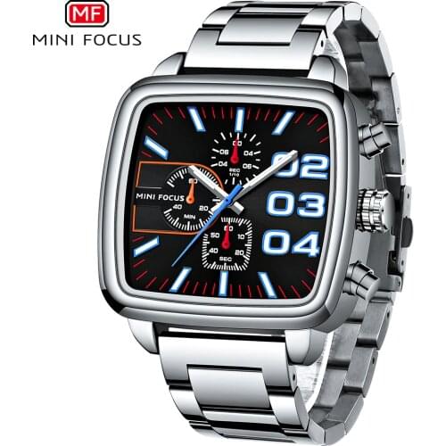 MINIFOCUS Men Business Quartz Watch Stainless Steel Top Brand Luxury Luminous Multifunctional Waterproof Male Clock +box