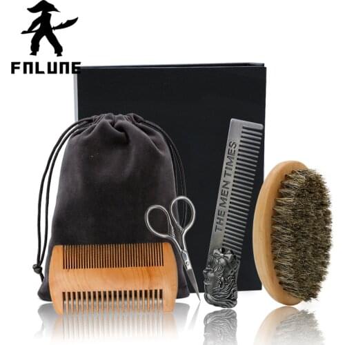 FnLune 5pcs Beard Rat Tail Comb Set Double Beard Oil Head Shape Beard Comb Brush Care Beard Oil Tool Beard Comb Set Professional