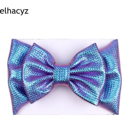 NEW 2021 Fashion Cute 5'' Glitter Metallic Bow Headband Bullet Fabric Hair Band Kids Hot Sale Shiny Bow Turban Hair Accessories