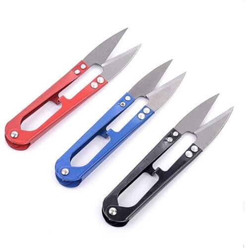 1pcs U Shape Mini Fishing Scissors Stainless Steel Handle Pliers Line Cutter Sharp Fish Use Cut Clipper Tackle Tools Accessories
