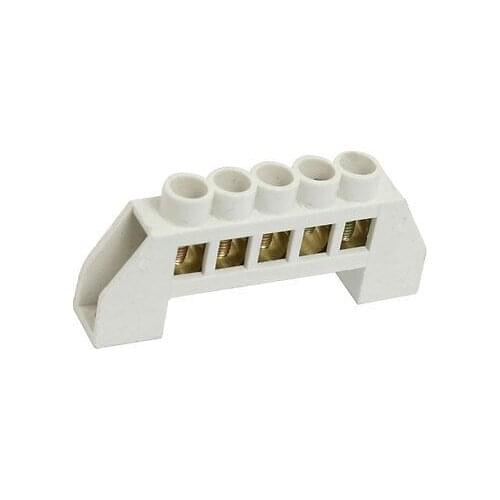 Single Row 5 Position Screw Terminal Block Cable Connector White