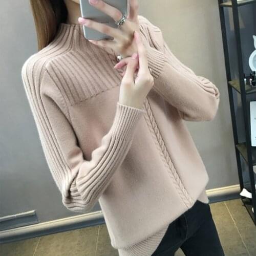 Autumn Winter 2021 Half Turtleneck Sweater Knitted Pullover Female Raglan Sleeves Warm Sweater New Knitted Pullover Sweater 3XL