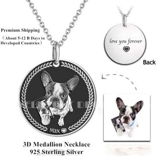 Personalized Custom 3D Embossed Necklace Memory Pendent Medallions Pendant Necklaces Dog Cat Pets Good Time Jewelry Gift