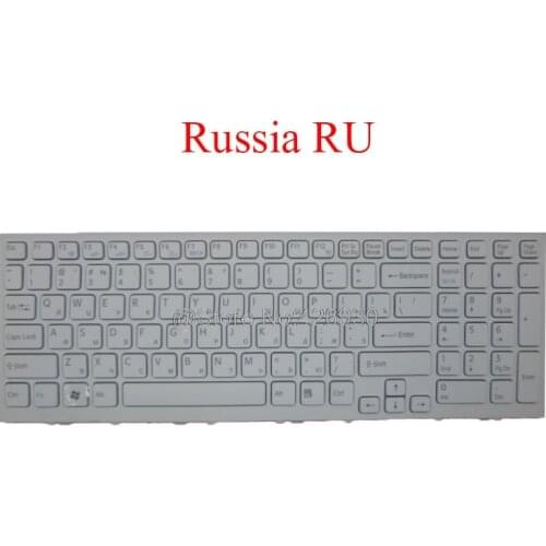 Laptop RU Keyboard For SONY For VAIO VPCEE VPC-EE Series V116646B-RU 148915581 Russia white with frame new