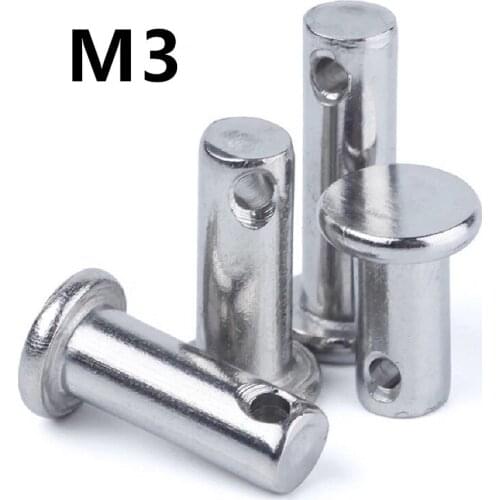 50pcs/lot M3x8/10/12/16/20/25/30mm GB882 Dowel Pin Flat Head Cylindrical Pin With Hole 304 Stainless Steel