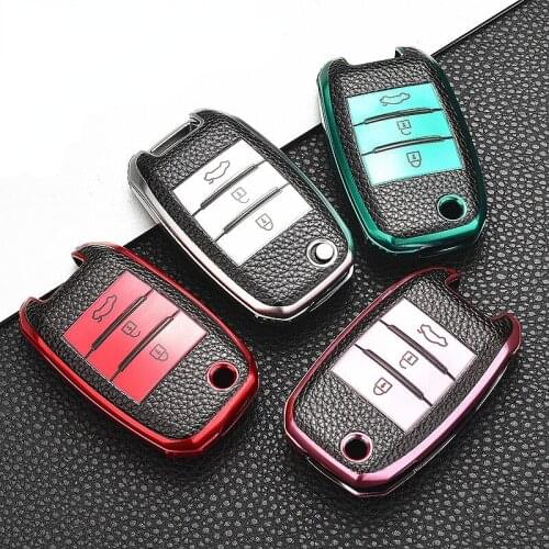 TPU Folding Car Key Cover Protection for KIA Sid Rio Soul Sportage Ceed Sorento Cerato K2 K3 K4 K5 Remote Case Protect Keychain
