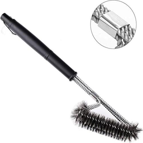 Grill Brush BBQ Cleaner 18in Stainless Steel Barbecue Triple Scrubber Cleaning Brush for Charcoal Grilling