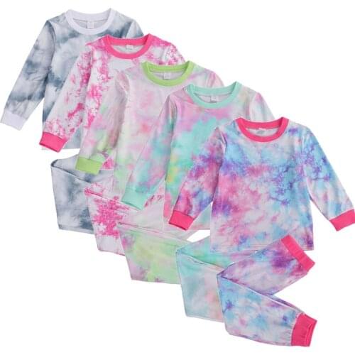 Toddler Girls Spring Tie Dye Clothes Casual Kid Clothes Girls Sets Cotton Long Sleeve Tops+Leggings Pants Children Boys Clothing