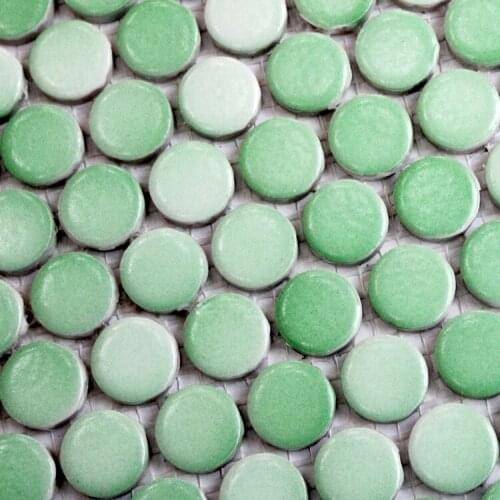 Green color round ceramic mosaic bathroom shower floor wall tiles in mosaic kitchen backsplash sunroom tiles home improvement
