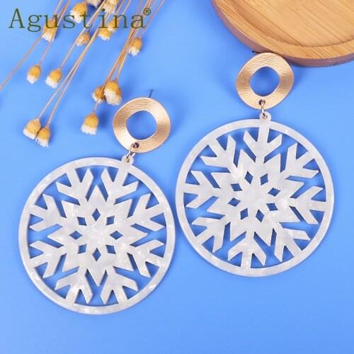Fashion Acrylic Round Earrings for Women Acetic Acid Christma Drop Earrings Geometric snowflake Statement Female Wedding Jewelry