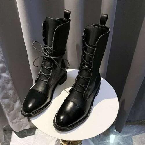 Patent Leather Women Boots British Style Flat Boots Black Pointed Toe Boots Handsome Motorcycle Boots Womens Boots Big Size 43