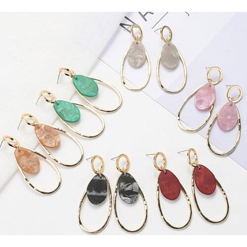 New Geometric Drop Shaped Girls Earrings Acrylic Plate Alloy Womens Earrings 2021 Korean Fashion Jewelry Wholesale