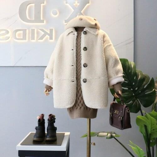 Winter Baby Girl Fashion Jacket Warm Lamb Velvet Single-breasted Lapel Kids Coats Jackets Children Thickening Overcoat Clothes