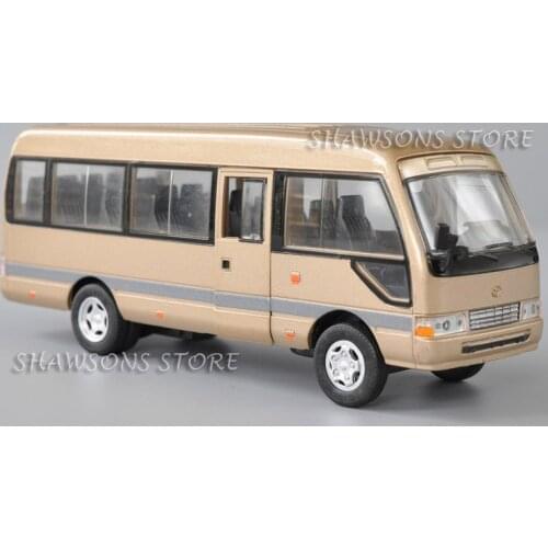 1:32 Diecast Commercial Vehicle Bus Model Toyota Coaster MPV Pull Back Toy With Sound & Light