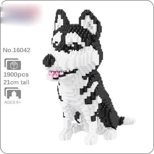 16042 Siberian Husky Dog Animal Pet 3D Model DIY Small Mini Diamond Blocks Bricks Building Toy for Children Gift no Box