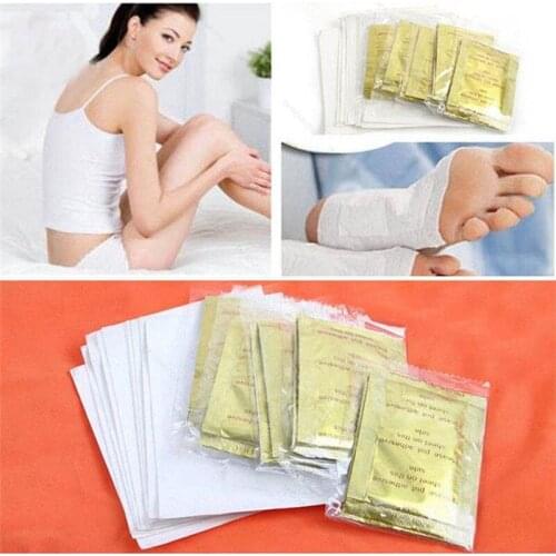 20pcs/lot Gold Premium Detox Foot Pads Organic Herbal Cleansing Patches Feet Care Accessory(10pcs Patches+10pcs Adhesives)