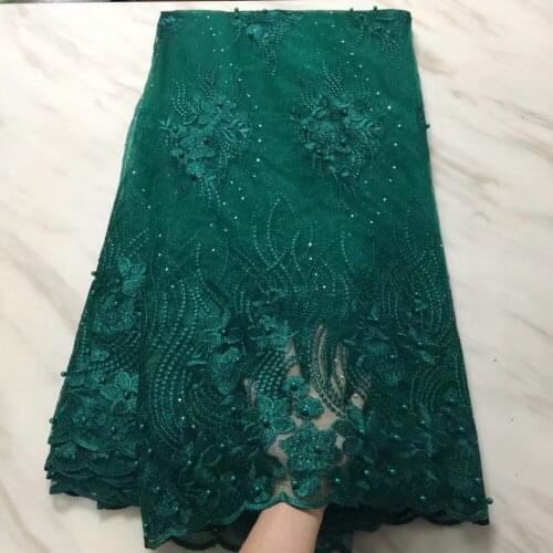 2019 African Cord Lace High Quality French Lace Fabric With Stones Beaded Green African Lace Fabric For Nigerian Wedding Dress