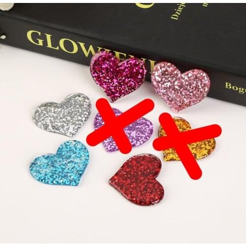 31*37mm 10pcs Mixed Cute Sweet Heart with colorful glitter Flatback resin cabochon for phone deco hairbow diy Craft Making