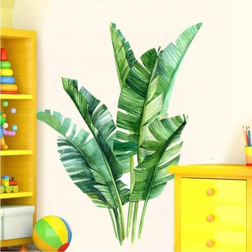 Tropical Plants Leaves Home Accessories Green Plant Wall Sticker DIY Big Leaf Art Decoration Sticker Family Living Room Bedroom