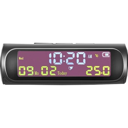TPMS Look Solar Car Digital Clock with LCD Time Date In-Car Temperature Display for Outdoor Personal Car Part Decoration