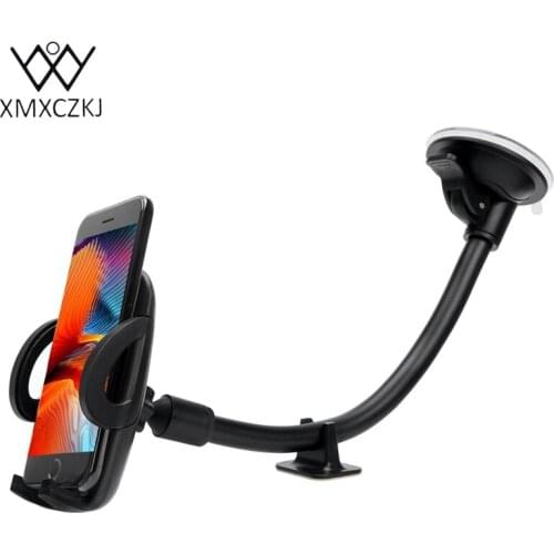 XMXCZKJ Car Mobile Phone Holder Universal 360 Degree Car Windshield Long Arm Phone Holder GPS Stand Mount Cell Phone Holder ABS