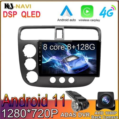 6+128GB 9” Android 11 For Honda Civic 2000-2006 Car Player Navigation Multimedia Video Radio GPS No 2 Din DVD