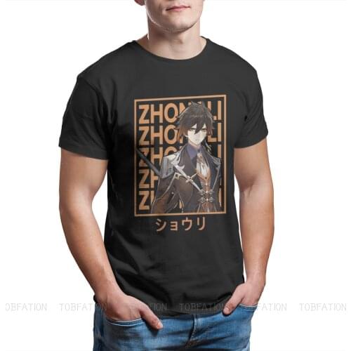 Zhongli Genshin Impact Action Role-playing Game Cloth Print T Shirt Crewneck Cotton TShirt Big size For Men Streetwear
