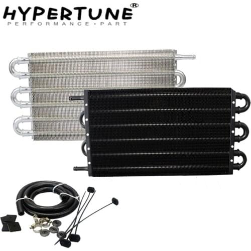 Hypertune - UNIVERSAL 304.8X190.5X19.05 ALUMINUM REMOTE TRANSMISSION OIL COOLER KIT / AUTO-MANUAL RADIATOR CONVERTER HT4123