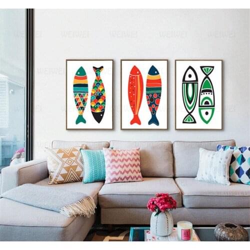 Cuadros Nordic Canvas Painting Wall Art Anime Poster Kitchen Fish Wall Art Canvas Unframed Art Animals Bedroom Decortion