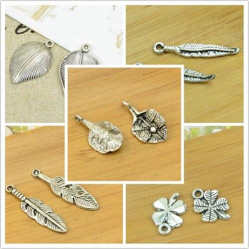 Small leaf pendant diy shape alloy charm antique silver jewelry findings clothing accessories choker bracelet hot free shipping