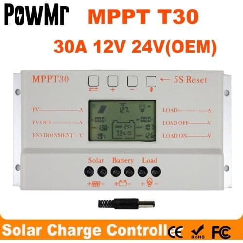MPPT 30A Solar Charge Controller 5V USB Charger 12V 24V Auto Solar Panel Battery LCD Charger Regulator MPPT M30 30Amps PV System