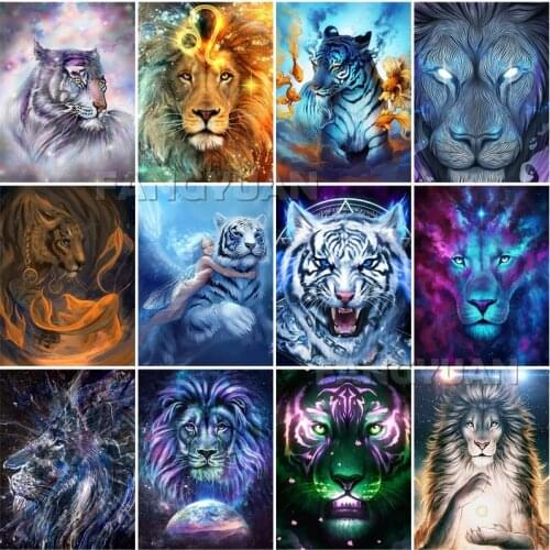 Fantasy Abstract Animals Diy Diamond Painting 5D Full Square Round Drill Diamond Embroidery Tiger Loin Wall Art Cross Stitch Kit