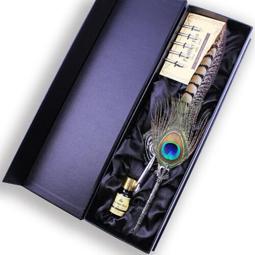 Old Fashion Style Retro Quill Feather Dip Calligraphy Pen Set Birthday Gifts