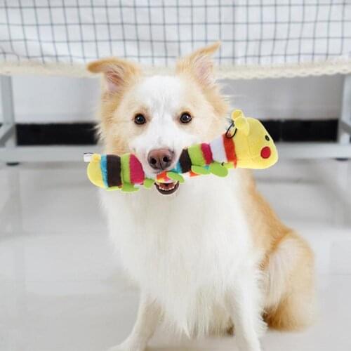 New Plush Stuffed Pet Dog Toys Sound Cute Longworm Chew Squeak Toys For Dogs Teeth Cleaning Cats Dog Products Chewing Toy
