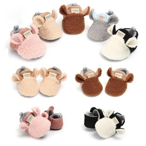 New Toddler Newborn Baby Crawling Shoes Boy Girl Lamb Slippers Prewalker Trainers Fur Winter Animal Ears First Walker Snow Boots