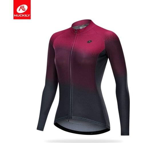 NUCKILY 2021 Cycling Jersey Womens Clothes Top Long Sleeve Bicycle Clothing Ventilation MTB Bike Lady Jersey Jacket Ciclismo