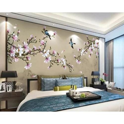 Beibehang wallpapers for living room murals Custom wallpaper hand-painted pen and bird Chinese TV background wall 3d wallpaper