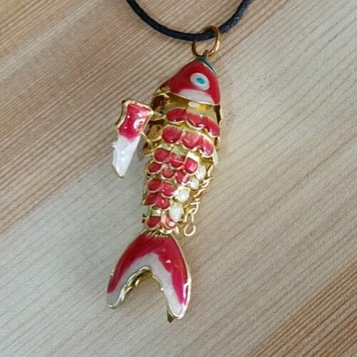 Handmade Vivid Swing Enamel Koi Fish Pendant Necklace Cloisonne 6cm Carp Neck Chain Animal Jewelry Birthday Gifts
