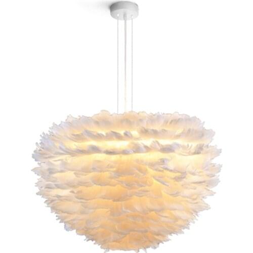 Feather Luminaire Suspendu LED Hanging Lamp Modern Nordic Hanglamp Bedroom Pendant Light Fixtures Fashion Iron Hanging Lights