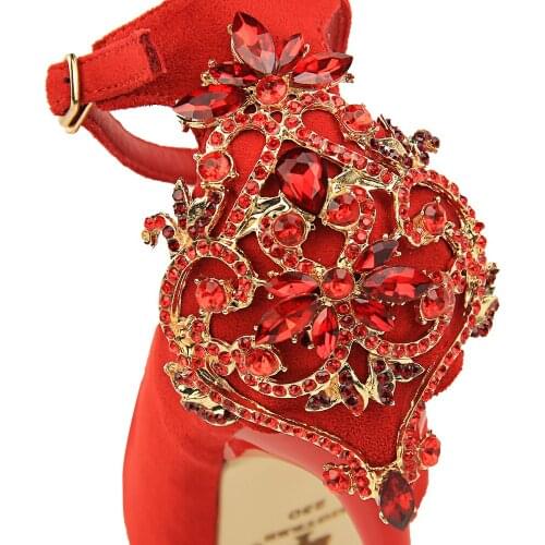 European and American wind sexy womens shoes ultra-high fine heel suede shallow mouth water drill a word with a single shoe