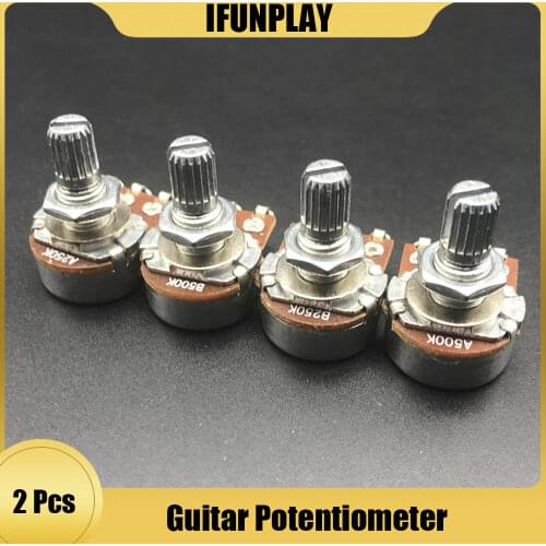 2pcs A500K/250K Potentiometer Splined Small Pot Electric Guitar Bass Effect Amp Tone Volume 15mm Shaft Parts