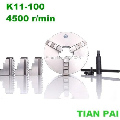 100mm 4 Inch 3 Jaw Self Centering Lathe Chuck TIAN PAI K11-100 Metal Scroll Chucks for Drilling Milling Machine