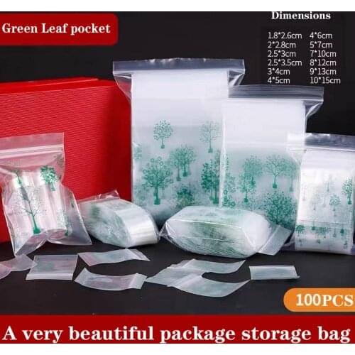 Self-sealing bag storage bag packaging bag bone seal seal bag green small tree sub-packaging bag plastic seal bag small