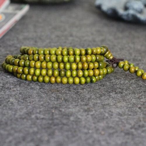 Tibetan Buddhism 108 & 216 Green wood Prayer Beads Mala Necklace