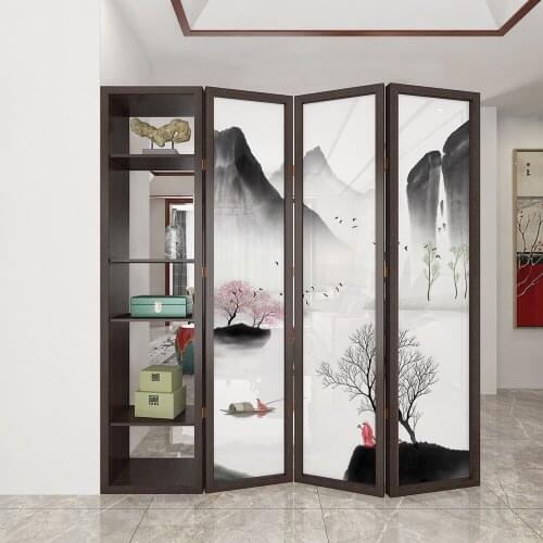 Tt Chinese Style Hotel Screen Hallway Partition Living Room Solid Wood Foldable Mobile Decoration Fortune Gathering
