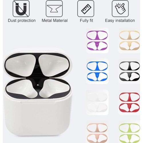Ultra Thin Skin Protective Cover for Apple AirPods Cover Metal Film Sticker Iron Shavings Dust Guard for Air Pods Accessories