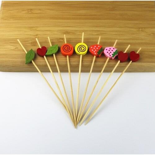 XUNZHE 100Pcs 12cm Food Dessert Picks Fruit Fork Decoration Cocktail Drink Stirring Sticks Cake decoration Wedding Party Supplie