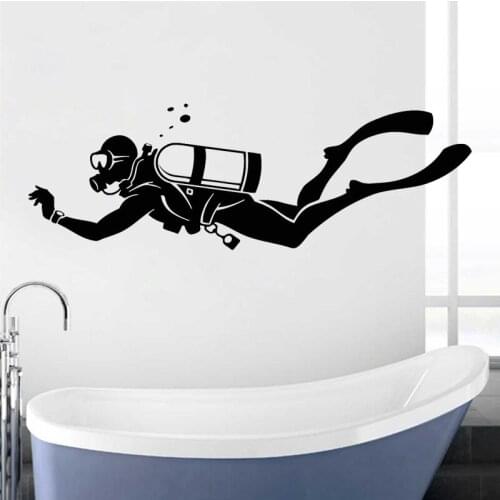 Vinyl Stickers Extreme Sports Wall Decal Waterproof Bathroom Decoration Dive Diving Creative Mural Sea C8027
