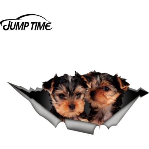 Jump Time 13cm x 5cm Yorkshire terrier car Decal 3D Pet Graphic Vinyl Decal Car Window Laptop Bumper Bird Car Stickers