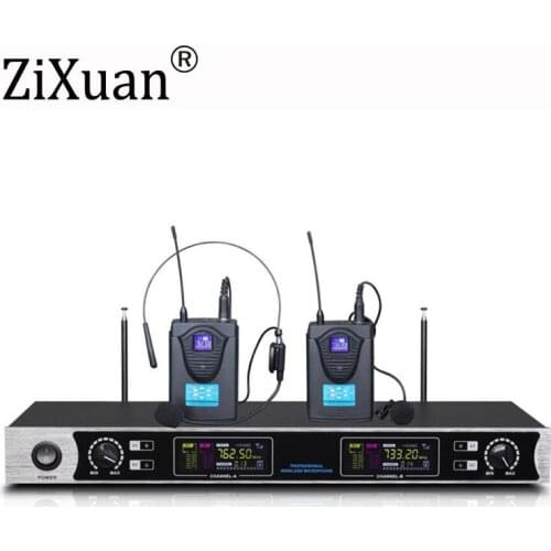 Top Quality EW240 Stage Performance 2 Channel Wireless Headset Microphones System UHF Karaoke System Cordless 2 Headset Mic bod
